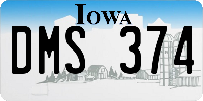 IA license plate DMS374