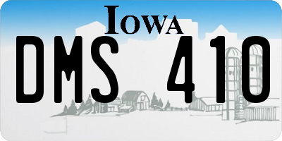 IA license plate DMS410