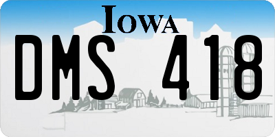 IA license plate DMS418