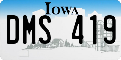 IA license plate DMS419