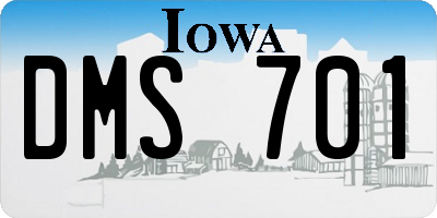 IA license plate DMS701