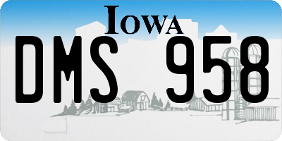 IA license plate DMS958