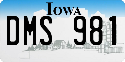 IA license plate DMS981