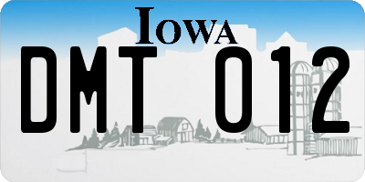 IA license plate DMT012