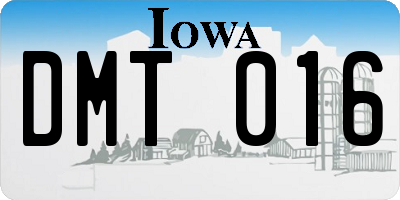 IA license plate DMT016