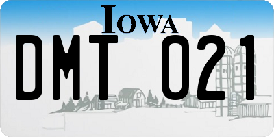 IA license plate DMT021
