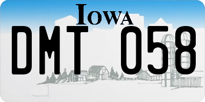 IA license plate DMT058