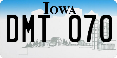 IA license plate DMT070