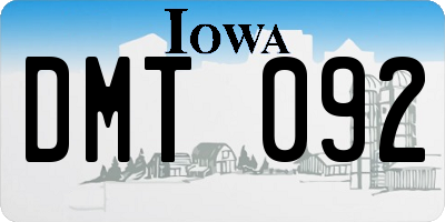 IA license plate DMT092