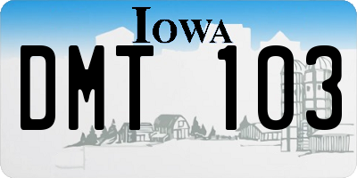 IA license plate DMT103