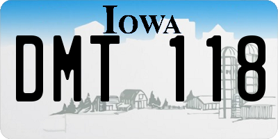 IA license plate DMT118