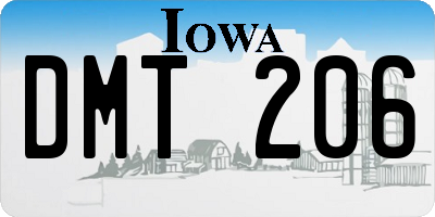 IA license plate DMT206