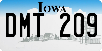 IA license plate DMT209