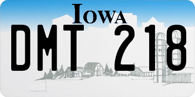 IA license plate DMT218