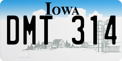 IA license plate DMT314