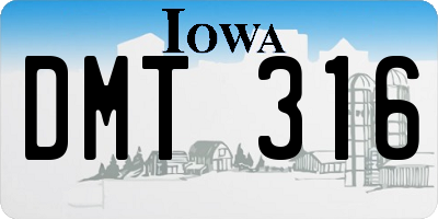 IA license plate DMT316