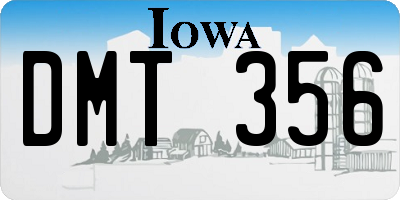 IA license plate DMT356