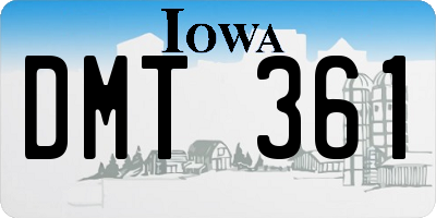 IA license plate DMT361