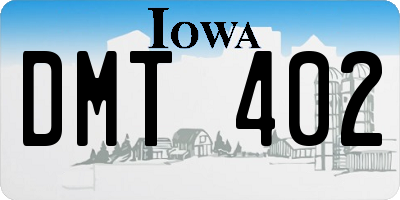IA license plate DMT402