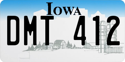 IA license plate DMT412