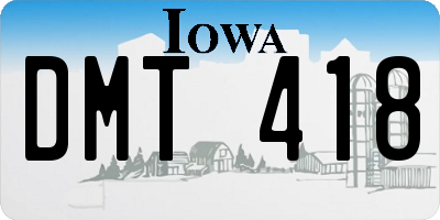 IA license plate DMT418