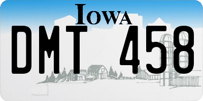 IA license plate DMT458