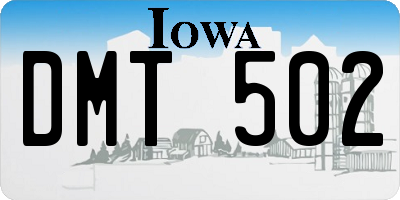 IA license plate DMT502