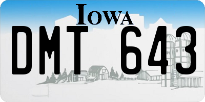 IA license plate DMT643
