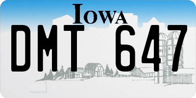 IA license plate DMT647