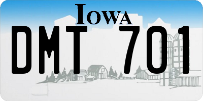 IA license plate DMT701