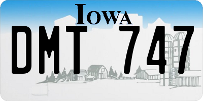IA license plate DMT747