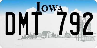 IA license plate DMT792