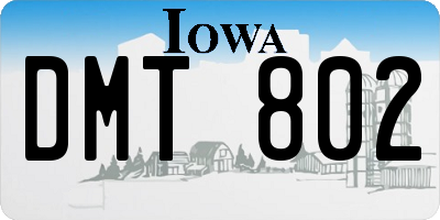 IA license plate DMT802