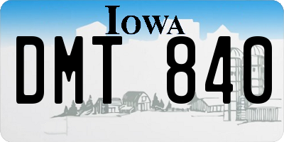 IA license plate DMT840