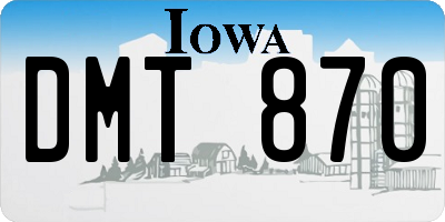 IA license plate DMT870