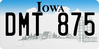 IA license plate DMT875