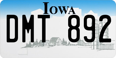 IA license plate DMT892