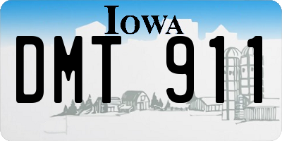 IA license plate DMT911