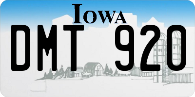 IA license plate DMT920