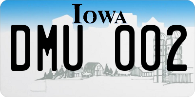 IA license plate DMU002