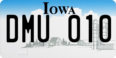 IA license plate DMU010