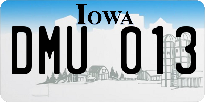IA license plate DMU013
