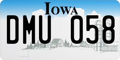 IA license plate DMU058