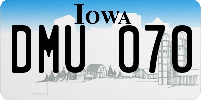 IA license plate DMU070