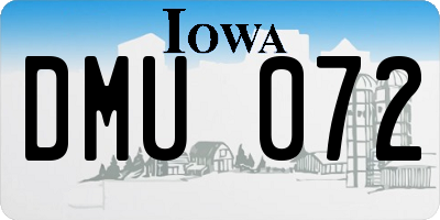 IA license plate DMU072