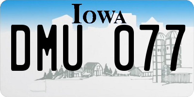 IA license plate DMU077