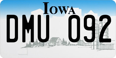 IA license plate DMU092