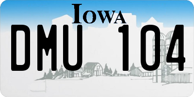 IA license plate DMU104