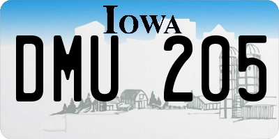 IA license plate DMU205
