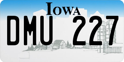 IA license plate DMU227